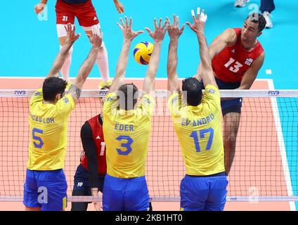 États-Unis / Brésil - FIVP Championnat du monde final six Pool I Benjamin Patch des États-Unis à Pala Alpitour à Turin, Italie sur 28 septembre 2018 (photo par Matteo Ciambelli/NurPhoto) Banque D'Images