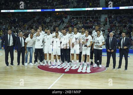 Les joueurs du Real Madrid pendant le match de basket-ball espagnol de l'ACB Real Madrid vs Iberostar Tenerife ont joué au pavillon du Centre Wizink à Madrid, Espagne, 30 septembre 2018. (Photo par Oscar Gonzalez/NurPhoto) Banque D'Images