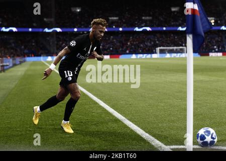 Neymar du PSG lors du match du groupe C de la Ligue des champions de l'UEFA entre Paris Saint-Germain et l'étoile rouge de Belgrade au Parc des Princes sur 3 octobre 2018 à Paris, France. (Photo de Mehdi Taamallah / NurPhoto) Banque D'Images