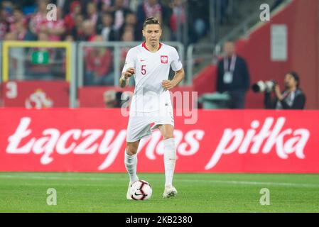 Jan Bednarek (POL) lors du match de l'UEFA entre la Pologne et le Portugal au stade Slaski sur 11 octobre 2018 à Chorzow (photo de Foto Olimpik/NurPhoto) Banque D'Images