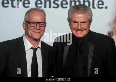 Thierry Frémaux, Claude Lelouch lors de la cérémonie d'ouverture de l'édition 10th du Festival lumière, à Lyon, en France, sur 13 octobre 2018. (Photo de Nicolas Liponne/NurPhoto) Banque D'Images