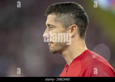 Robert Lewandowski de Pologne pendant la Ligue des Nations de l'UEFA Un match entre la Pologne et l'Italie au stade silésien de Chorzow, Pologne sur 14 octobre 2018 (photo d'Andrew Surma/NurPhoto) Banque D'Images