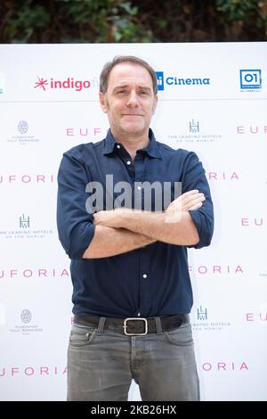 Valerio Mastrandrea pendant la séance photo pour la présentation du nouveau film de Valeria Golino, 'Euforia', à Rome, Italie, sur 16 octobre, 2018. (Photo de Mauro Fagiani/NurPhoto) Banque D'Images