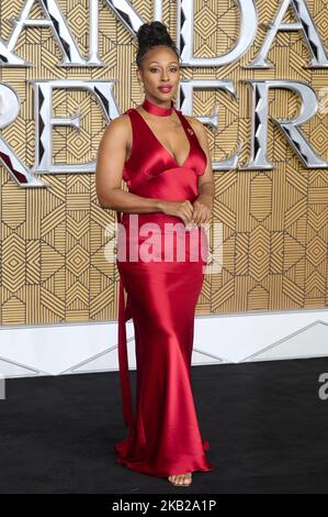 Londres, Royaume-Uni . 3 novembre 2022 . Alexandra Burke photographiée à la première européenne de Black Panther: Wakanda Forever tenue au Cineworld Leicester Square. Crédit : Alan D West/Alamy Live News/Alamy Live News Banque D'Images