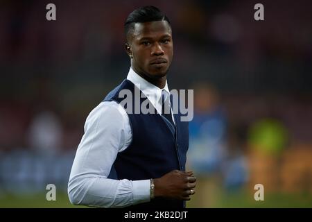 Keita Balde du FC Internazionale se penche sur le match du groupe B de la Ligue des champions de l'UEFA entre le FC Barcelone et le FC Internazionale au Camp Nou on 24 octobre 2018 à Barcelone, Espagne (photo de Sergio Lopez/NurPhoto) Banque D'Images