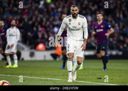 09 Karim Benzema de France du Real Madrid pendant le championnat d'Espagne la Liga football match 'El Classico' entre le FC Barcelone et Real Sociedad sur 28 octobre 2018 au stade Camp Nou à Barcelone, Espagne. (Photo par Xavier Bonilla/NurPhoto) Banque D'Images