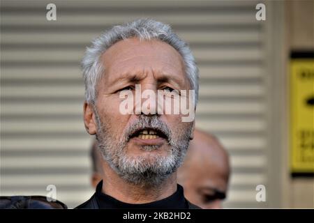 Un manifestant scande slogans lors d'une manifestation organisée par le Parti démocratique populaire (HDP) pro-kurde, protestant contre les récentes arrestations à Ankara, Turquie, sur 28 octobre 2018. (Photo par Altan Gocher/NurPhoto) Banque D'Images