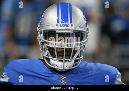 Les Lions de Détroit s'attaquent à Ricky Jean François (97) pendant les échauffements avant la première moitié d'un match de football de la NFL contre les Seahawks de Seattle à Detroit, Michigan, États-Unis, dimanche, 28 octobre 2018. (Photo par Amy Lemus/NurPhoto) Banque D'Images