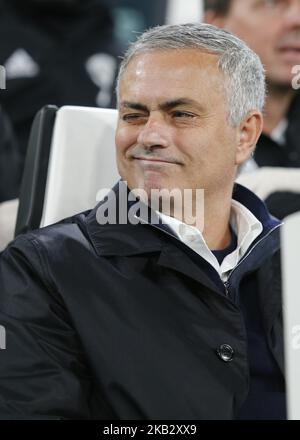 Jos Mourinho lors du match de la Ligue des champions entre Juventus et Manchester United, à Turin, sur 7 novembre 2018.(photo de Loris Roselli/NurPhoto) Banque D'Images