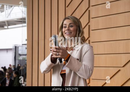 L'artiste martial mixte américain Paige VanZant parle au cours du 4 jour du Sommet du Web 2018 à Lisbonne, Portugal sur 8 novembre 2018. (Photo de Rita Franca/NurPhoto) Banque D'Images