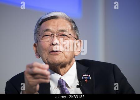 Norman Yoshio Mineta est un homme politique américain. Membre du Parti démocratique, prononce un discours lors de la présentation du projet Mineta Legacy, de la Fondation japonaise pour les États-Unis et du Conseil États-Unis-Japon, du film documentaire, une histoire américaine : Norman Mineta et son héritage, raconte la vie et la carrière du secrétaire Norman Mineta (vice-président du Conseil des conseillers de l'USJC), à Tokyo (Japon), le 09 novembre 2018. (Photo par Alessandro Di Ciommo/NurPhoto) Banque D'Images