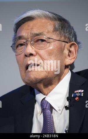 Norman Yoshio Mineta est un homme politique américain. Membre du Parti démocratique, prononce un discours lors de la présentation du projet Mineta Legacy, de la Fondation japonaise pour les États-Unis et du Conseil États-Unis-Japon, du film documentaire, une histoire américaine : Norman Mineta et son héritage, raconte la vie et la carrière du secrétaire Norman Mineta (vice-président du Conseil des conseillers de l'USJC), à Tokyo (Japon), le 09 novembre 2018. (Photo par Alessandro Di Ciommo/NurPhoto) Banque D'Images