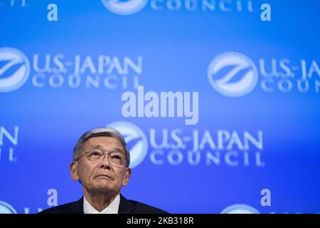 Norman Yoshio Mineta est un homme politique américain. Membre du Parti démocratique, prononce un discours lors de la présentation du projet Mineta Legacy, de la Fondation japonaise pour les États-Unis et du Conseil États-Unis-Japon, du film documentaire, une histoire américaine : Norman Mineta et son héritage, raconte la vie et la carrière du secrétaire Norman Mineta (vice-président du Conseil des conseillers de l'USJC), à Tokyo (Japon), le 09 novembre 2018. (Photo par Alessandro Di Ciommo/NurPhoto) Banque D'Images