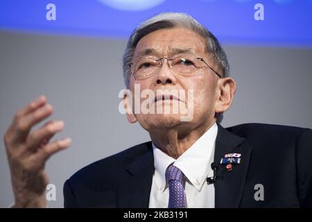 Norman Yoshio Mineta est un homme politique américain. Membre du Parti démocratique, prononce un discours lors de la présentation du projet Mineta Legacy, de la Fondation japonaise pour les États-Unis et du Conseil États-Unis-Japon, du film documentaire, une histoire américaine : Norman Mineta et son héritage, raconte la vie et la carrière du secrétaire Norman Mineta (vice-président du Conseil des conseillers de l'USJC), à Tokyo (Japon), le 09 novembre 2018. (Photo par Alessandro Di Ciommo/NurPhoto) Banque D'Images