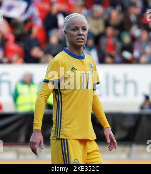 Rotherham, Royaume-Uni, 11 novembre 2018. Capitaine Caroline Seger lors du match international féminin entre les femmes d'Angleterre et les femmes de Suède au stade de New York Rotherham, en Angleterre, le 11 novembre 2018. (Photo par action Foto Sport/NurPhoto) Banque D'Images