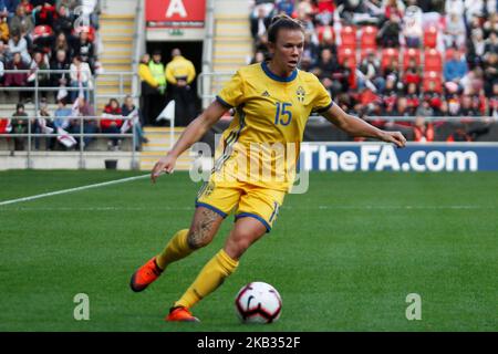 Rotherham, Royaume-Uni, 11 novembre 2018. Jessic Samuelsson lors du match international des femmes entre les femmes d'Angleterre et les femmes de Suède au stade de New York Rotherham, en Angleterre, le 11 novembre 2018. (Photo par action Foto Sport/NurPhoto) Banque D'Images