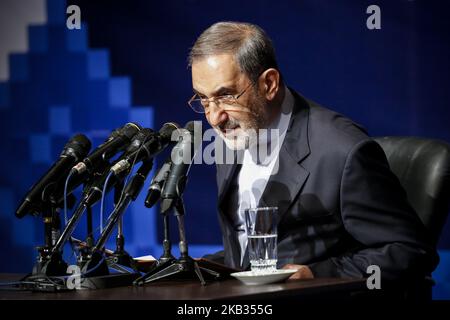 Ali Akbar Velayati, conseiller principal auprès du Guide suprême de l'Iran en matière d'affaires internationales, s'exprime lors du Séminaire mondial des syndicats des auteurs et éditeurs pro-Moqawama et de la résistance à Téhéran-Iran. Sur 14 novembre 2018. (Photo de Rouzbeh Fouladi/NurPhoto) Banque D'Images