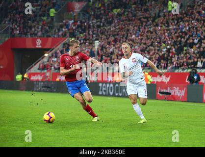 Kamil Grosicki (11) lors du match international de football entre la Pologne et la République tchèque au stade Energa à Gdansk, Pologne, le 15 novembre 2018 (photo de Mateusz Wlodarczyk/NurPhoto) Banque D'Images