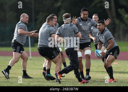 Rugby All Blacks Training - Vista Norther Tour formation de l'équipe au Centre sportif universitaire de Rome, Italie sur 20 novembre 2018 (photo de Matteo Ciambelli/NurPhoto) Banque D'Images