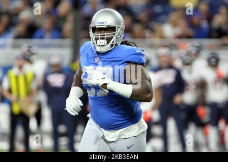 L'attaquant défensif des Detroit Lions Ricky Jean François (97) court sur le terrain pendant la première moitié d'un match de football de la NFL contre les Chicago Bears à Detroit, Michigan, États-Unis, jeudi, 22 novembre 2018. (Photo par Amy Lemus/NurPhoto) Banque D'Images