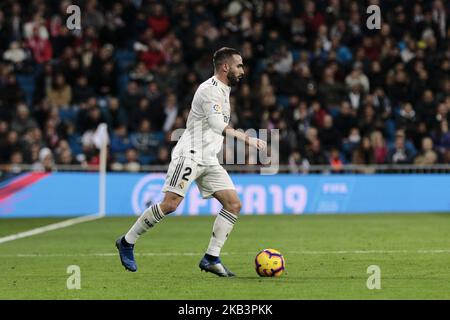 Dani Carvajal du Real Madrid pendant le match de la Liga entre le Real Madrid et Valencia CF au stade Santiago Bernabeu de Madrid, Espagne. 01 décembre 2018. (Photo de A. Ware/NurPhoto) Banque D'Images