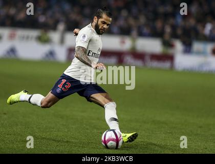 Alves Da Silva Daniel ; lors du match de football français L1 entre Strasbourg et Paris Saint-Germain (PSG) au stade de la Meinau, à Strasbourg, sur 5 décembre 2018. (Photo par Elyxandro Cegarra/NurPhoto) Banque D'Images