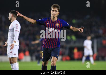 06 Denis Suarez du FC Barcelone célébrant son but lors du championnat d'Espagne Copa del Rey quatrième tour et deuxième match de football entre le FC Barcelone et la culture Leonesa sur 05 décembre 2018 au stade Camp Nou à Barcelone, Espagne. (Photo par Xavier Bonilla/NurPhoto) Banque D'Images