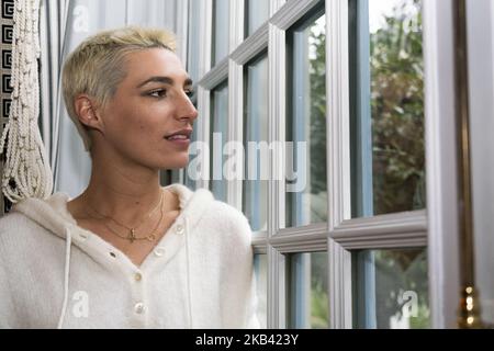 Eugenia Osborne pose pendant la séance de portraits à l'hôtel Santo Mauro de Madrid. Espagne. 13 décembre 2018 (photo par Oscar Gonzalez/NurPhoto) Banque D'Images