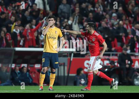 Le milieu de terrain portugais de Benfica, Pizzi, célèbre après avoir atteint un but lors du match de football de la Ligue portugaise, SL Benfica vs SC Braga, au stade Luz de Lisbonne sur 23 décembre 2018. ( Photo par Pedro Fiúza/NurPhoto) Banque D'Images