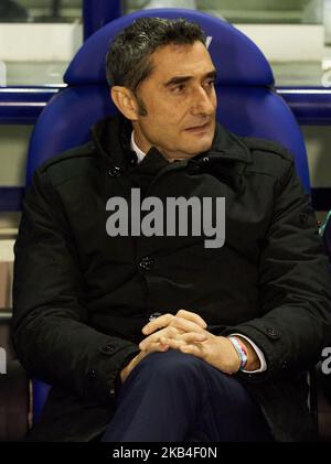 Ernesto Valverde du FC Barcelone pendant le match espagnol de la Copa del Rey entre Levante et Barcelone au stade Ciutat de Valence sur 10 janvier 2019 à Valence, Espagne. (Photo de Maria Jose Segovia/NurPhoto) Banque D'Images