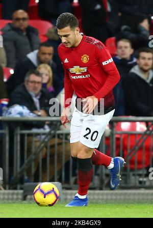 Londres, Angleterre - 13 janvier 2019 Diogo Dalot de Manchester United pendant la première ligue anglaise entre Tottenham Hotspur et Manchester United au stade de Wembley, Londres, Angleterre le 13 janvier 2019 (photo par action Foto Sport/NurPhoto) Banque D'Images