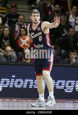 Quentin Serron, en action lors du match du groupe D de la Ligue des champions de basket-ball de la FIBA entre SIG Strasbourg (STR) et Neptunas Klaipeda (NEP) Rhenus Sport à Strasbourg, France sur 15 janvier 2019. (Photo par Elyxandro Cegarra/NurPhoto) Banque D'Images