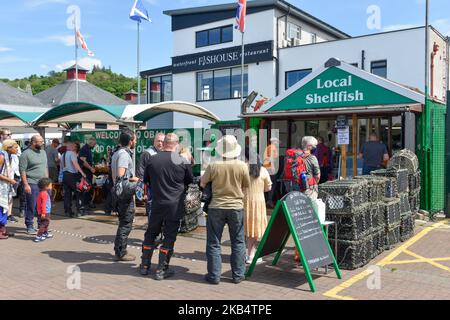 Oban Argyll Ecosse. Oban Seafood Shack, célèbre restaurant de poissons frais sur Oban Quayside Banque D'Images