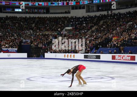 Alina Zagitova, de Russie, participe au patinage libre des dames au troisième jour des Championnats européens de patinage artistique de l'UIP à l'arène de Minsk sur 25 janvier 2019 à Minsk, au Bélarus. (Photo par Igor Russak/NurPhoto) Banque D'Images