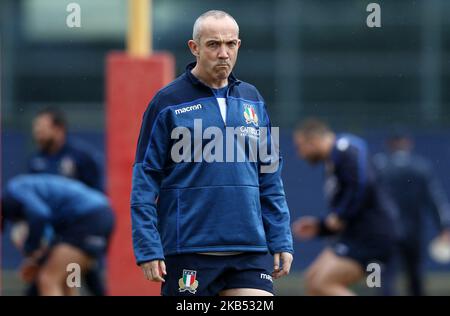 Italie trainig - Rugby Guinness six Nations 2019 entraîneur-chef Conor O'Shea au centre sportif Giulio Onesti à Rome, Italie sur 28 janvier 2019. (Photo de Matteo Ciambelli/NurPhoto) Banque D'Images