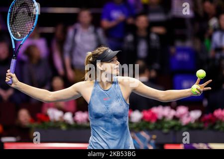 Maria Sharapova, de Russie, célèbre après son match de tennis WTA St. Petersburg Ladies Trophy 2019 sur 28 janvier 2019 à Saint Petersbourg, Russie. (Photo de Mike Kireev/NurPhoto) Banque D'Images