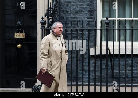 Le procureur général Geoffrey Cox part après une réunion du Cabinet au 10 Downing Street, dans le centre de Londres, au Royaume-Uni, sur 29 janvier 2019. Aujourd'hui, les députés débattront du « Plan B » de Theresa May sur le Brexit et voteront sur une série d'amendements qui pourraient conduire à retarder le Brexit en prolongeant l'article 50 ou en modifiant le filet de sécurité controversé de la frontière irlandaise de l'accord de retrait de l'UE. (Photo de Wiktor Szymanowicz/NurPhoto) Banque D'Images