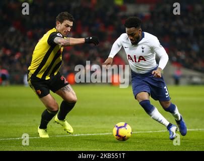 Daryl Janmaat de L-R Watford et Danny Rose de Tottenham Hotspur pendant la première ligue anglaise entre Tottenham Hotspur et Watford au stade Wembley à Londres, Angleterre sur 30 janvier 2019. (Photo par action Foto Sport/NurPhoto) Banque D'Images