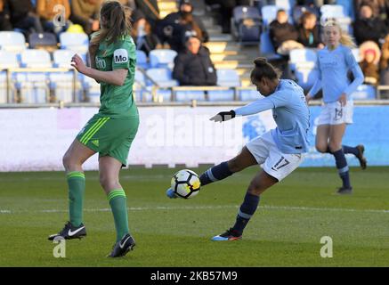 Nikita Parris de Manchester City tire et enregistre pour la deuxième fois lors du match de football de la coupe FA pour femmes SSE entre Manchester City Women et Watford Ladies au stade de l'Académie, sur 3 février, à Manchester, en Angleterre. (Photo par action Foto Sport/NurPhoto) Banque D'Images