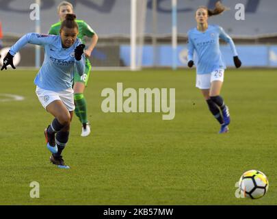 Nikita Parris de Manchester City fait des courses pour le ballon lors du match de football de la quatrième manche de la coupe de football féminin SSE entre Manchester City Women et Watford Ladies au stade de l'Académie, sur 3 février, à Manchester, en Angleterre. (Photo par action Foto Sport/NurPhoto) Banque D'Images