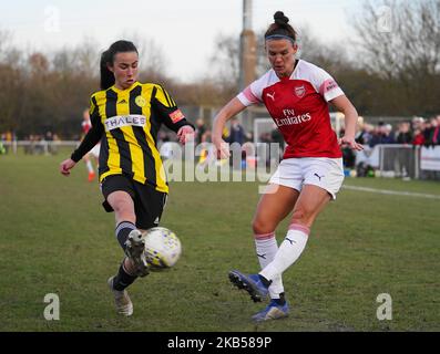 Katrine Veje d'Arsenal lors du match de football de la coupe FA pour femmes SSE entre Crawley Wasps Ladies et Arsenal Women au Oakwood FC sur 3 janvier 2019 à Crawley, en Angleterre. (Photo par action Foto Sport/NurPhoto) Banque D'Images