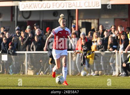 Janni Arnth d'Arsenal sur le ballon lors du match de football de la coupe FA féminine SSE entre Crawley Wasps Ladies et Arsenal Women au Oakwood FC sur 3 janvier 2019 à Crawley, en Angleterre. (Photo par action Foto Sport/NurPhoto) Banque D'Images