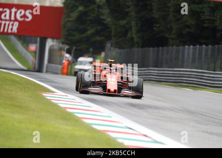 Charles Leclerc, pilote monégasque de Ferrari, conduit lors de la première séance d'entraînement sur le circuit Autodromo Nazionale à Monza, sur 6 septembre 2019, avant le Grand Prix italien de Formule 1. (Photo par Marco Serena/NurPhoto) Banque D'Images