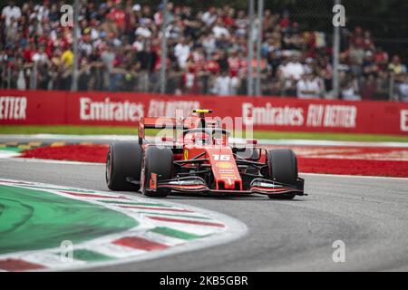 Charles Leclerc de Monaco pilotant la (16) Scuderia Ferrari SF90 pendant le Grand Prix d'Italie F1 à Autodromo di Monza sur 08 septembre 2019 à Monza, Italie. (Photo par Marco Serena/NurPhoto) Banque D'Images
