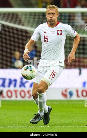 Kamil Glik (POL) en action pendant le qualificatif de l'UEFA Euro 2020 entre la Pologne et l'Autriche au stade PGE Narodowy sur 9 septembre 2019 à Varsovie, en Pologne. (Photo par Foto Olimpik/NurPhoto) Banque D'Images