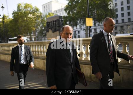 Le secrétaire à la Défense Ben Wallace arrive au 10 Downing Street pour assister à une réunion du Cabinet, Londres on 10 septembre 2019. Le Parlement britannique est suspendu jusqu'à la mi-octobre. (Photo par Alberto Pezzali/NurPhoto) Banque D'Images