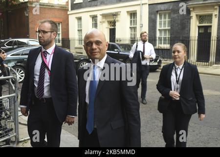 Le chancelier de l'Échiquier Sajid Javid quitte le 10 Downing Street après avoir assisté à une réunion du Cabinet, Londres on 10 septembre 2019. Le Parlement britannique est suspendu jusqu'à la mi-octobre. (Photo par Alberto Pezzali/NurPhoto) Banque D'Images