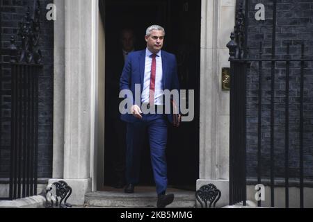 Stephen Barclay, secrétaire du Brexit, quitte le 10 Downing Street après avoir assisté à une réunion du Cabinet à Londres sur 10 septembre 2019. Le Parlement britannique est suspendu jusqu'à la mi-octobre. (Photo par Alberto Pezzali/NurPhoto) Banque D'Images
