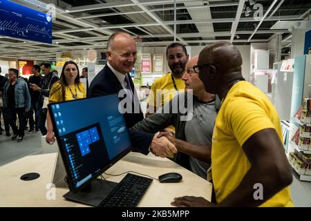 Walter Kadnar, PDG d'IKEA France, assiste à l'inauguration du magasin Ikea dans la région du Grand Lyon Parilly à Venissieux, près de Lyon, en France, sur 10 septembre 2019. (Photo de Nicolas Liponne/NurPhoto) Banque D'Images