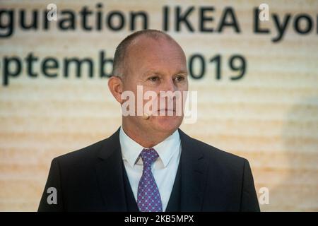 Walter Kadnar, PDG d'IKEA France, assiste à l'inauguration du magasin Ikea dans la région du Grand Lyon Parilly à Venissieux, près de Lyon, en France, sur 10 septembre 2019. (Photo de Nicolas Liponne/NurPhoto) Banque D'Images